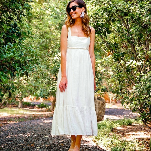 🆕🌿🤍ENTRO: White Linen  Summer Dress MEDIUM - Picture 3 of 10